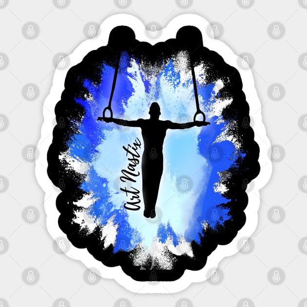 Male Gymnast Silhouette Art - Still Rings Sticker by Art Nastix Designs